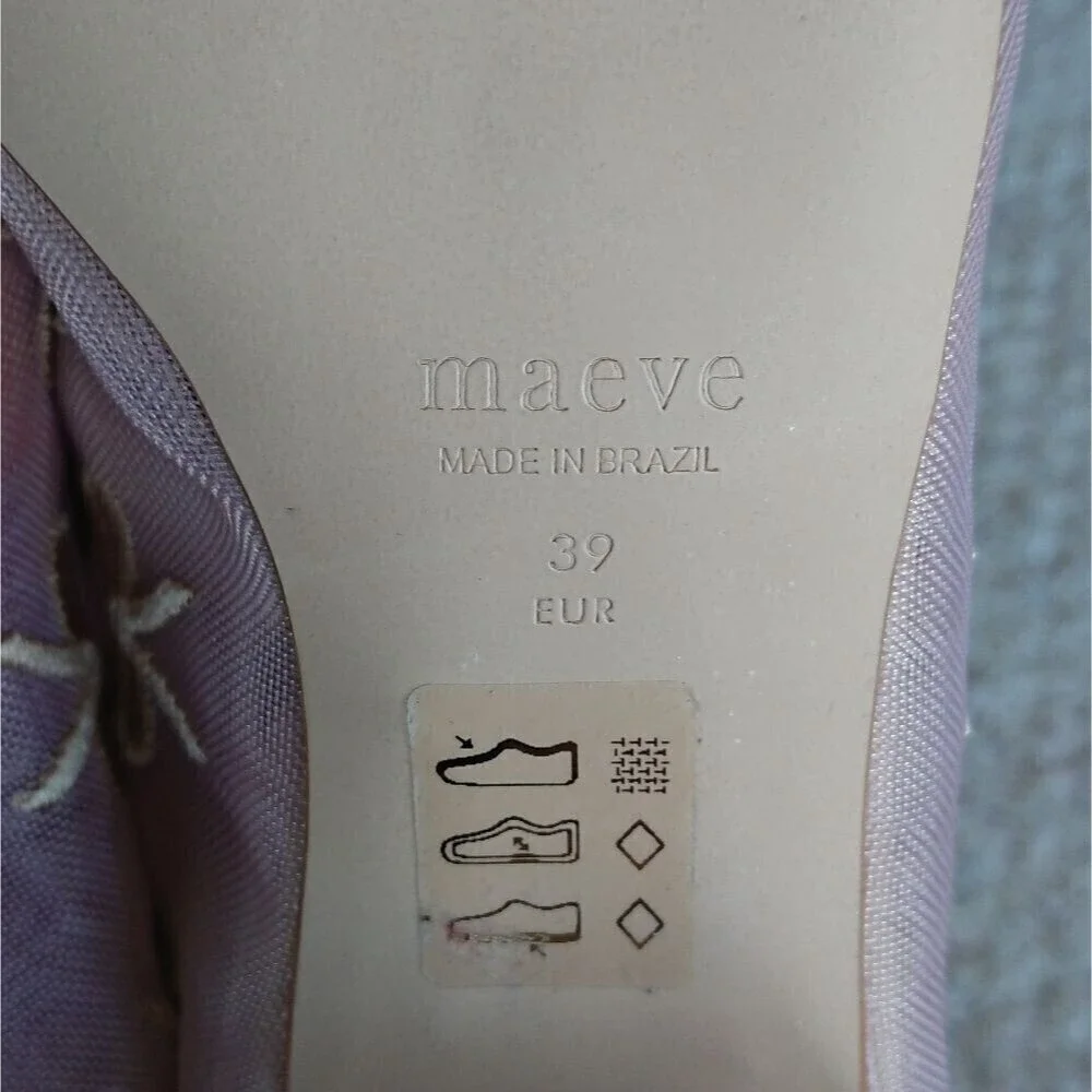 Anthropologie Maeve Chic Bow Embroidered Mary Jane Shoes size 38.5